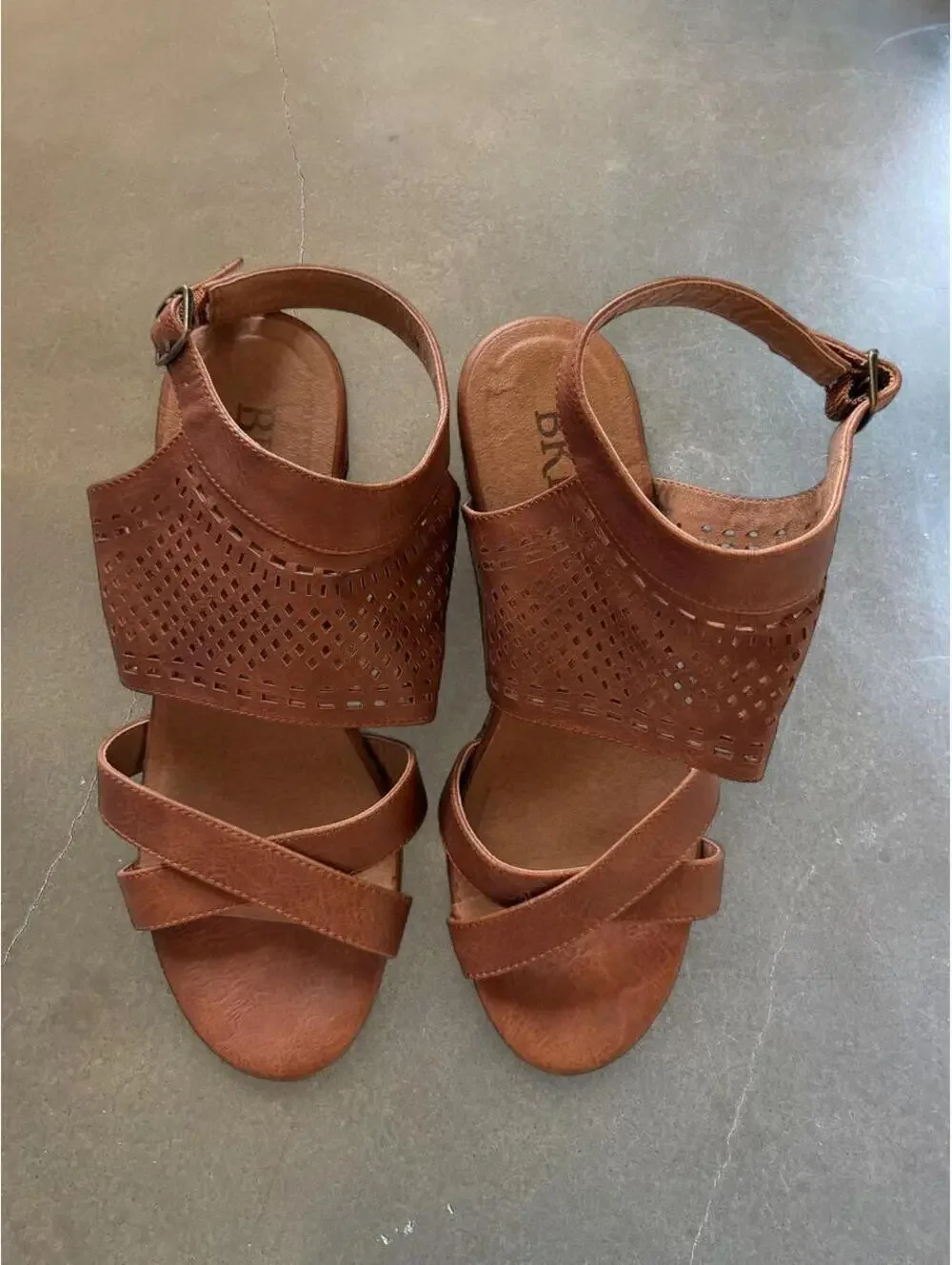 BKE Brown Cork Wedge Sandals | Women’s 9–10